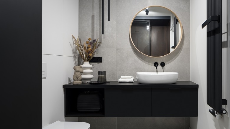 Pendant lights over bathroom sink