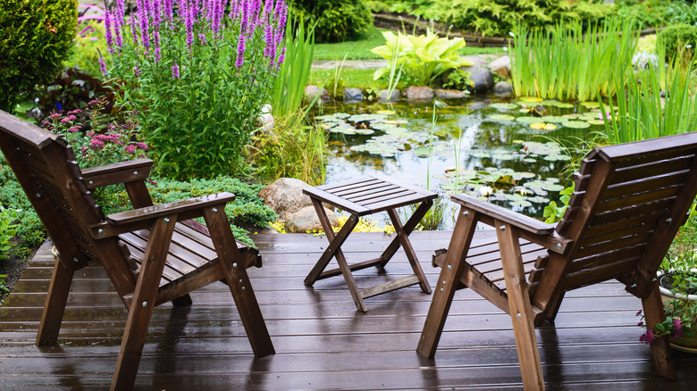 floating deck near pond