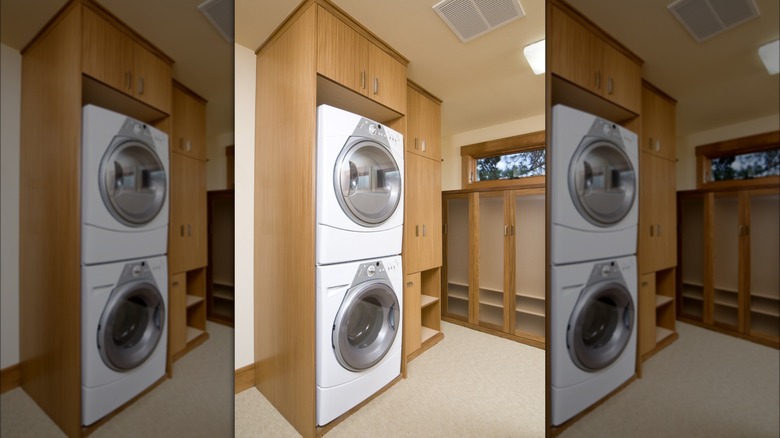 Stacked washer and dryer