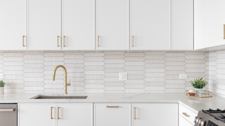 white counters and backsplash