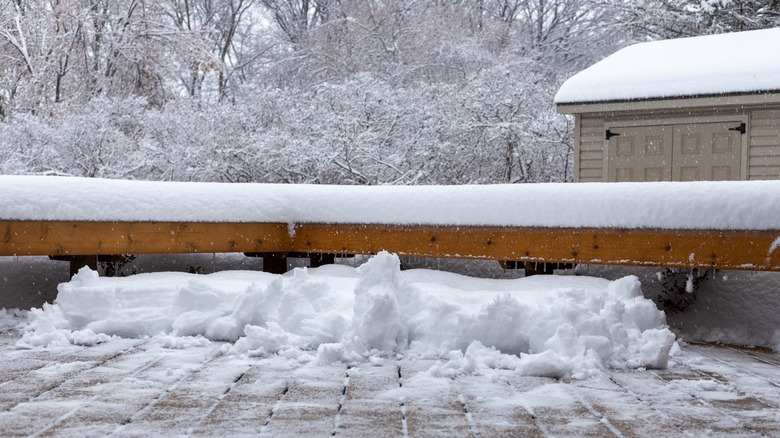 Partially shoveled deck