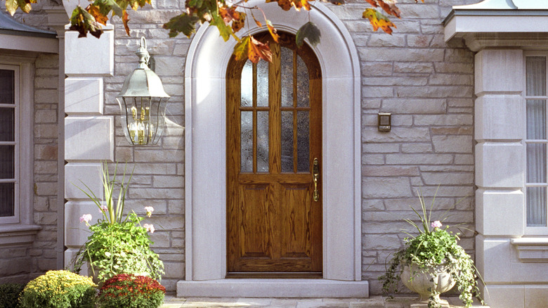 wood and glass front door