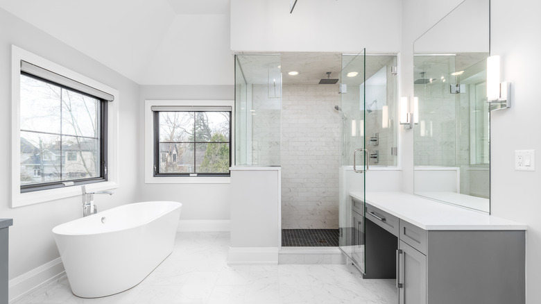 bathroom with glass shower door