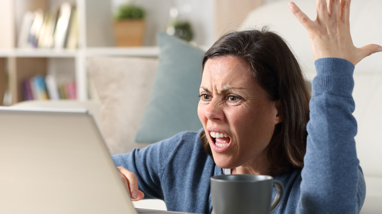 angry woman on computer
