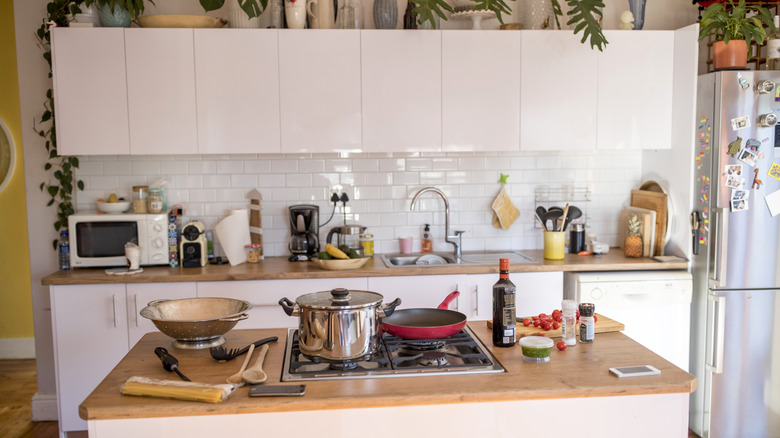 A cluttered kitchen