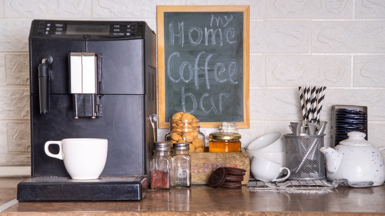 coffee bar with coffee machine