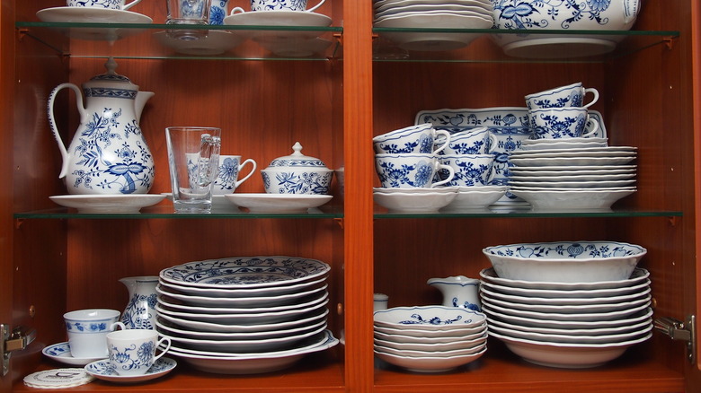 Fine china in cabinet