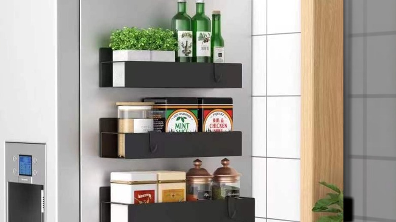 magnetic spice rack on fridge