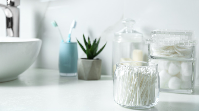 bathroom accessories in jars