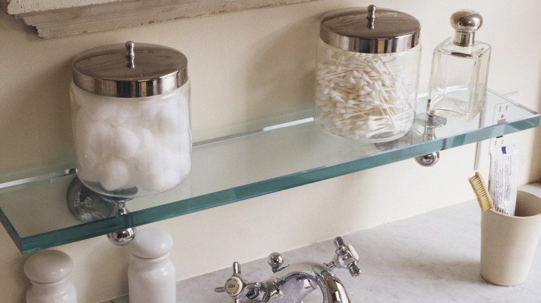 bathroom containers for cotton balls and q-tips 