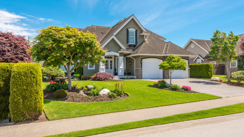 A house with a beautiful front yard