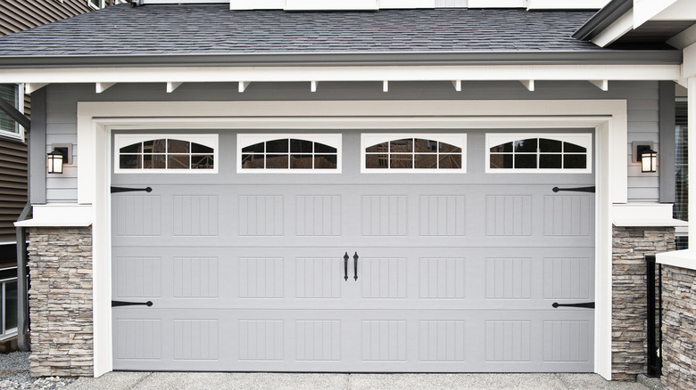 Garage door with windows