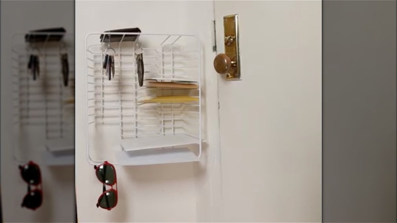 dish rack hanging in entryway