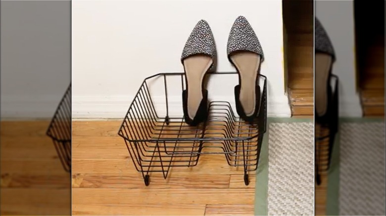 shoes in dish rack 