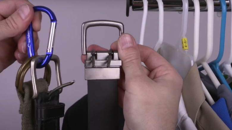 belts on a carabiner clip