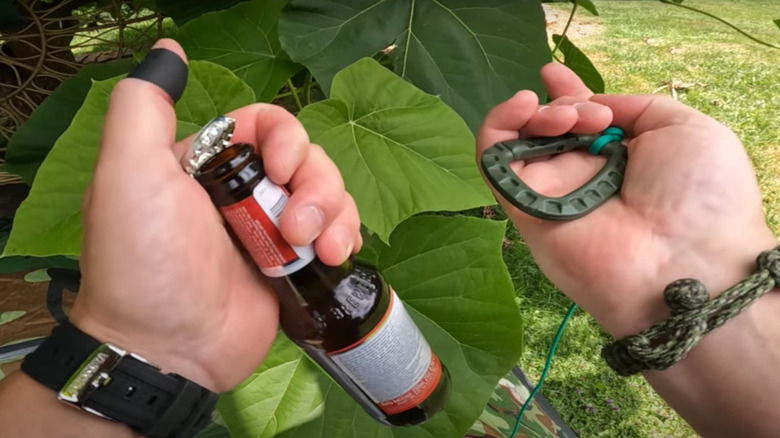 opening bottle with carabiner