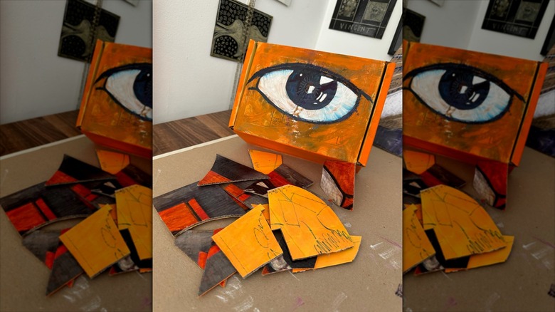 cardboard box eye design and puzzle