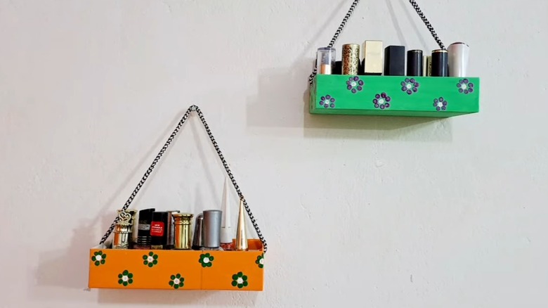 hanging storage containers on wall