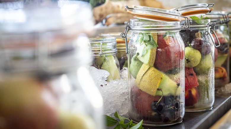 fresh fruit in jars