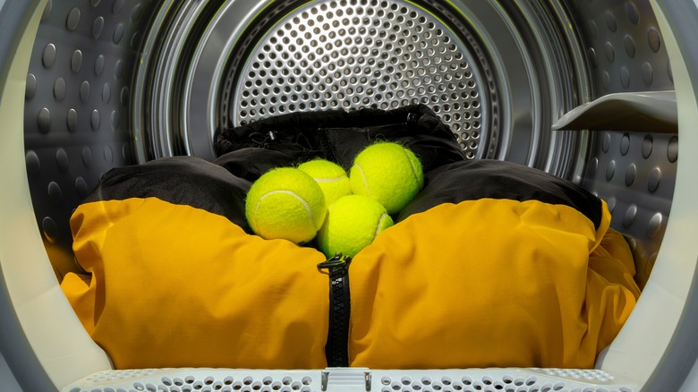 tennis balls in a dryer