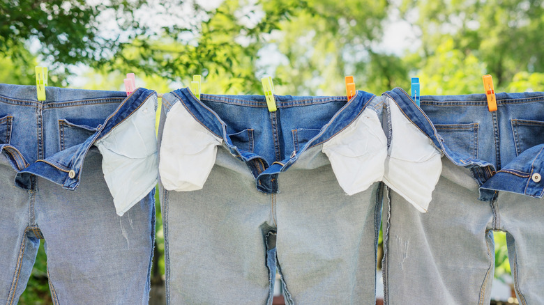 Tumble drying jeans