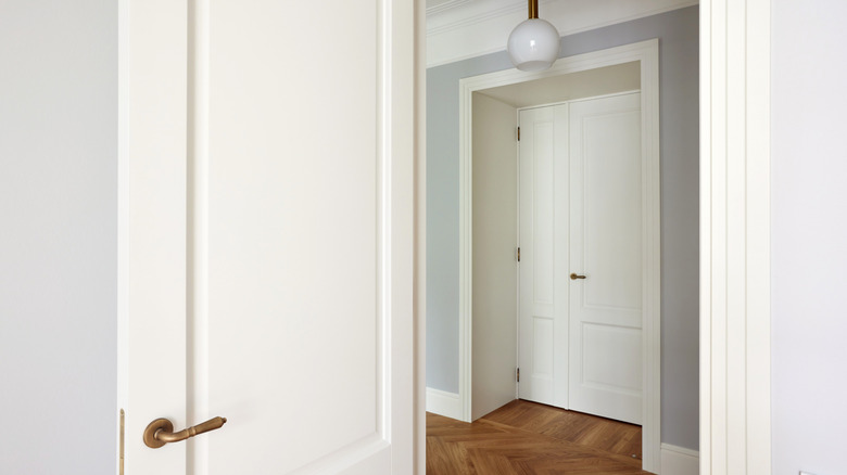 modern white door in hallway