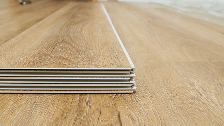 stack of vinyl flooring