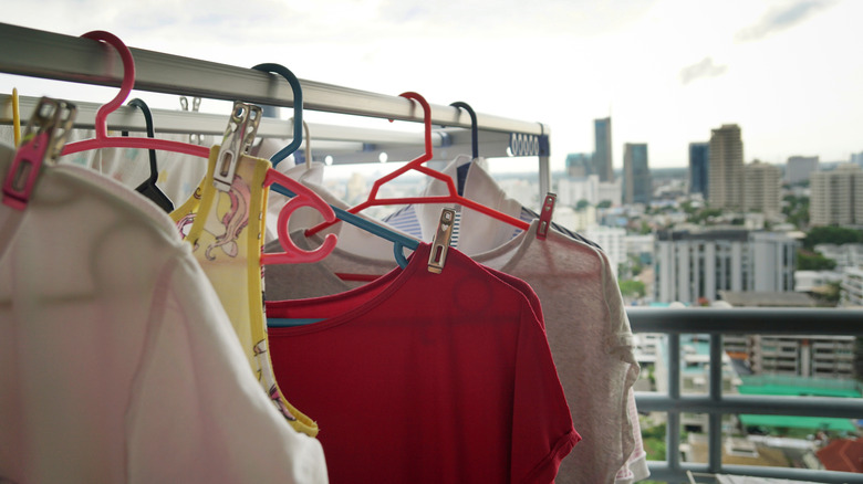 Clothes drying on cloudy day