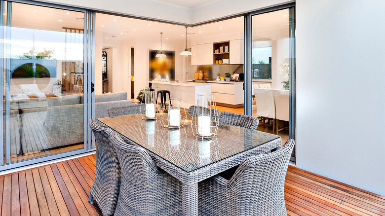 Patio table with glass top