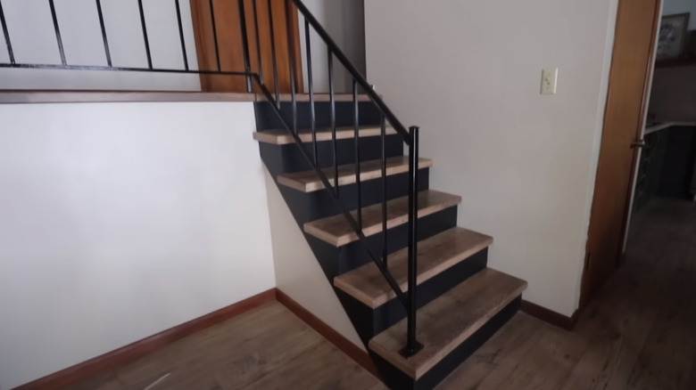 black and wood stairs