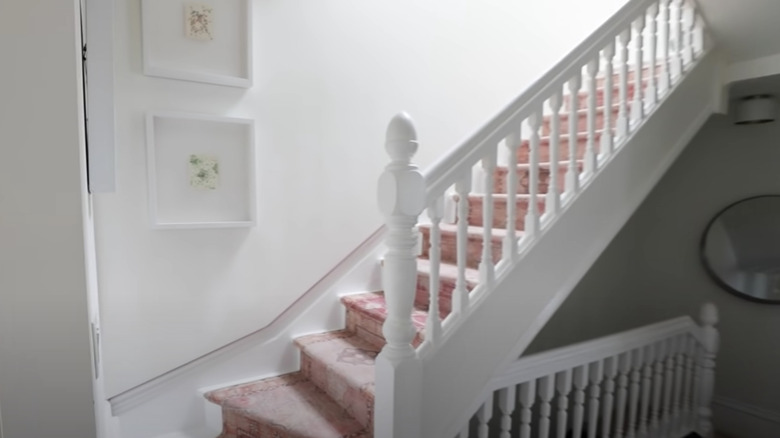 white stairs with new runner