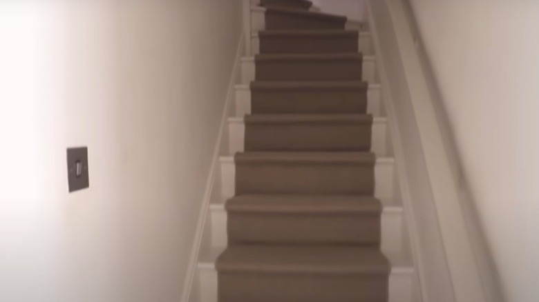 white stairs with new runner