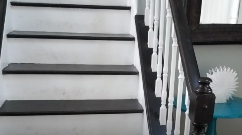 scuffed white stair risers