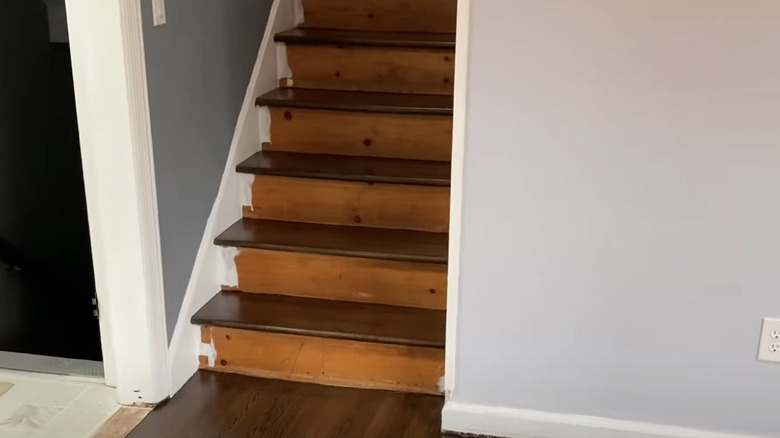 bare wood staircase