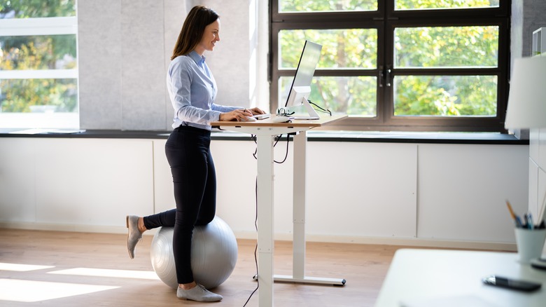 Person working at standing desk