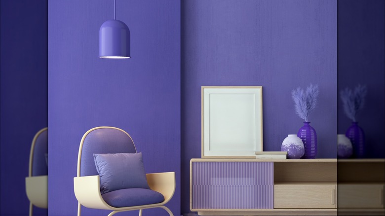 color drenched room in purple