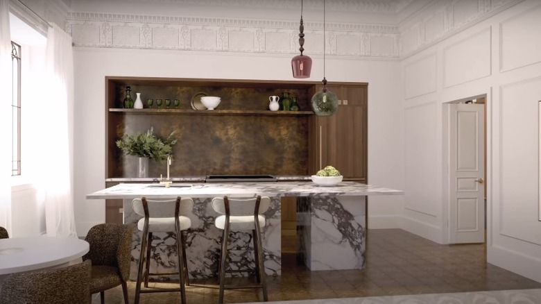 white and brown kitchen