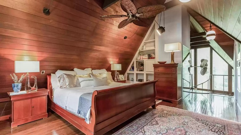 bedroom with a sloped ceiling