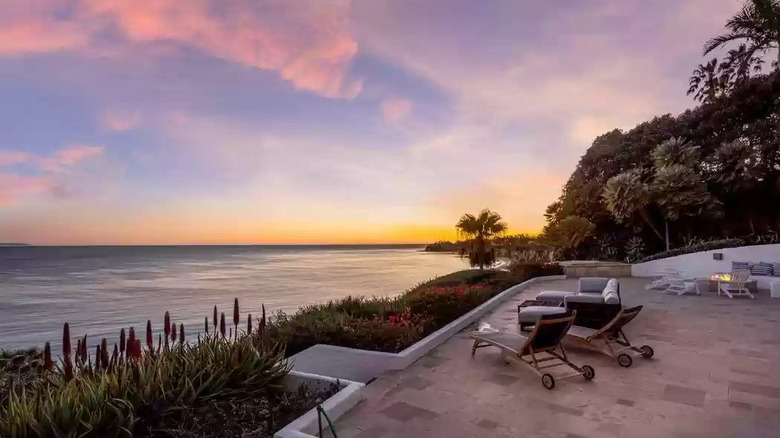 Beach patio at sunset