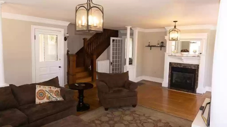 Beige and brown living room