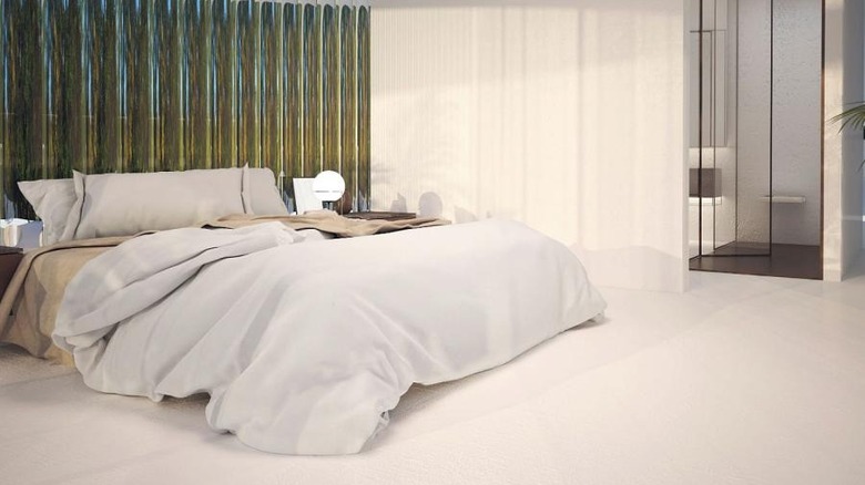 Sleek white bedroom