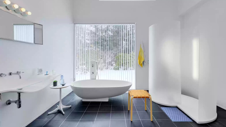 Modern retro white bathroom