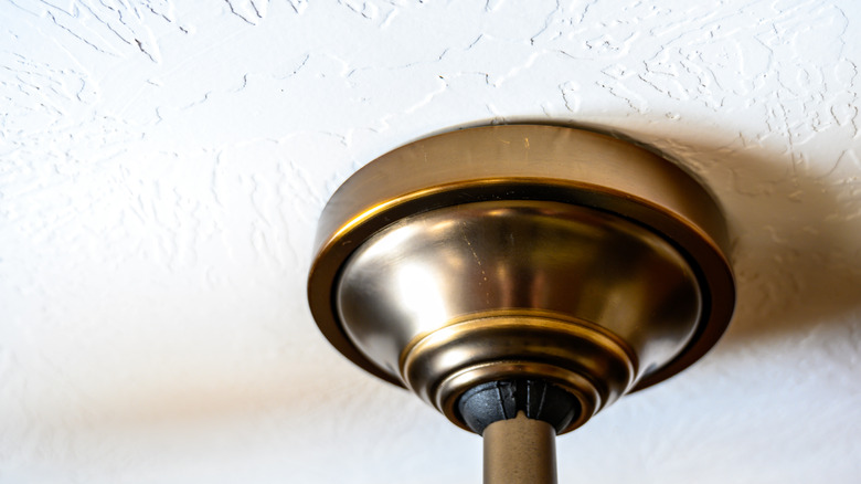 closeup ceiling fan mounting bracket
