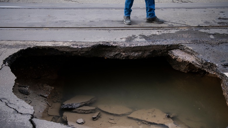 sinkhole on street