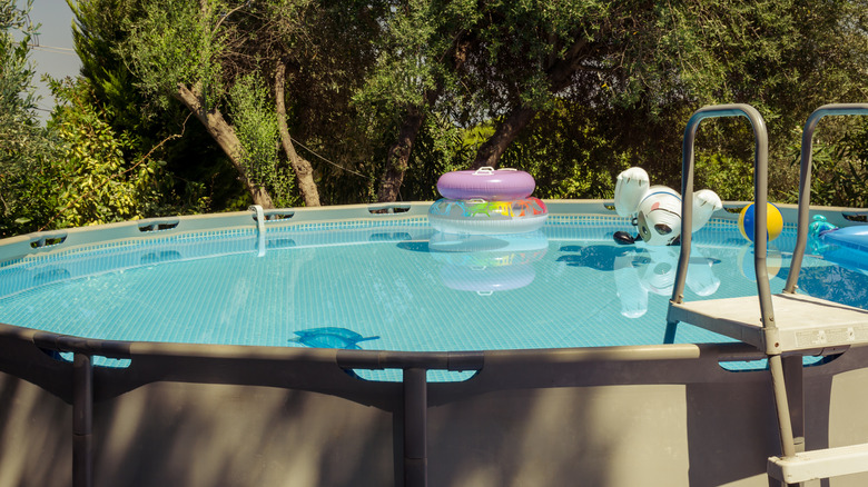 pool with floating toys