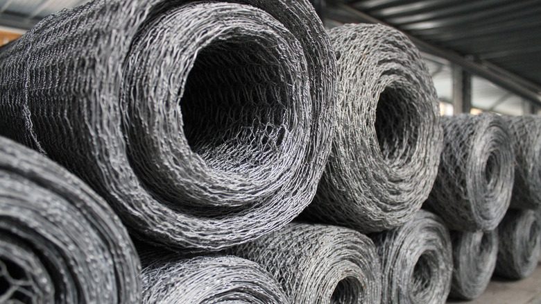 Rolls of chicken wire