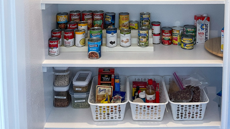 Organized pantry shelves