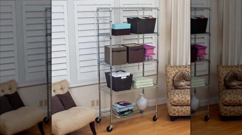 TRINITY EcoStorage 5-Tier Wire Shelving Rack with Wheels