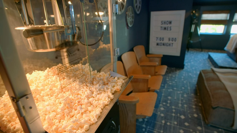 Media room with popcorn machine