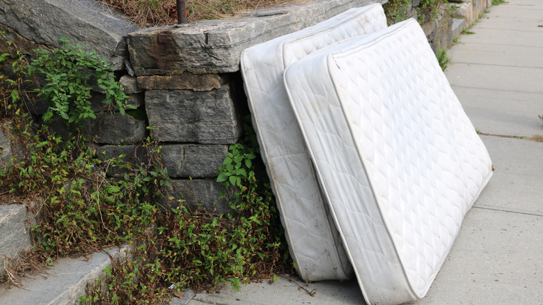 Mattresses on curb